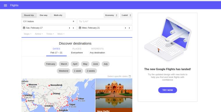 Google letovi destinacija-tip-polazak-dolazak
