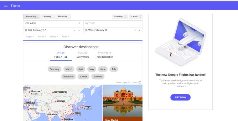 Google letovi destinacija-tip-polazak-dolazak