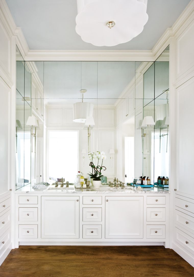 veliko suvremeno ogledalo originalni zidni ukras kupaonica bijeli osnovni ormarić