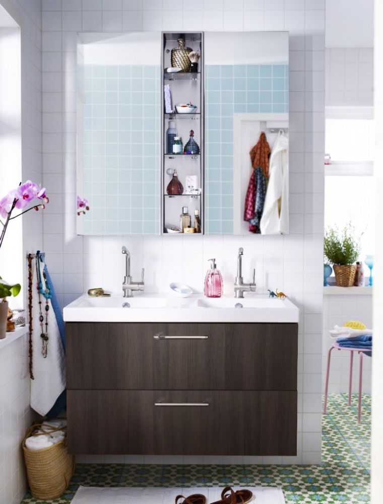 Suvremeni ormar s ogledalom ikea dizajnerska kupaonica s plutajućim ormarićem