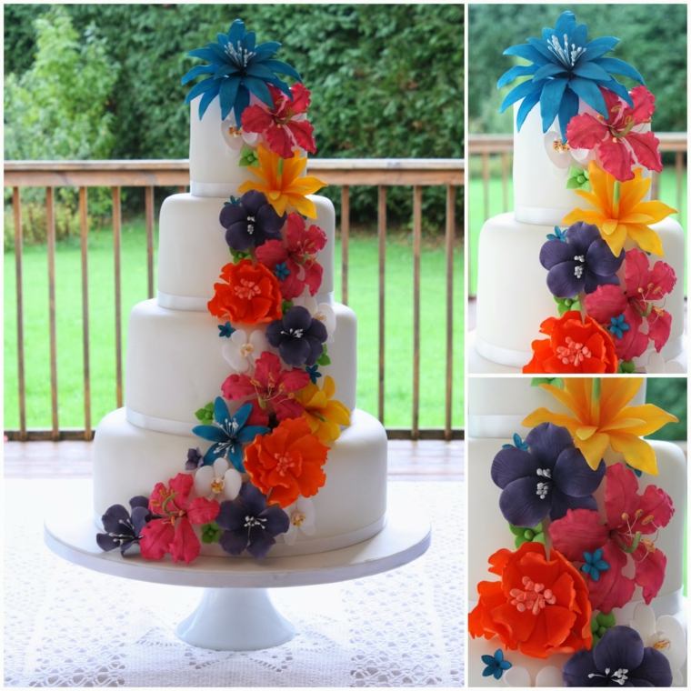 torta di fiori tropicali esotici a quattro livelli