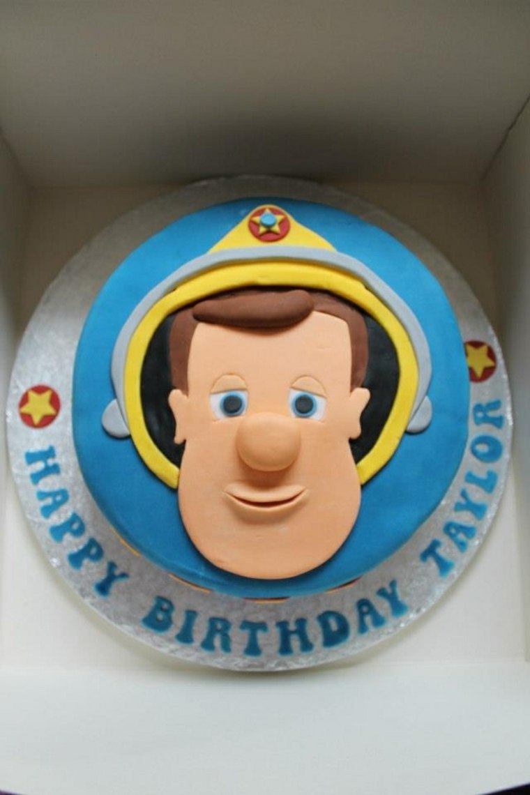 Sam il pompiere torta di compleanno grande testa saluto festa ragazzo