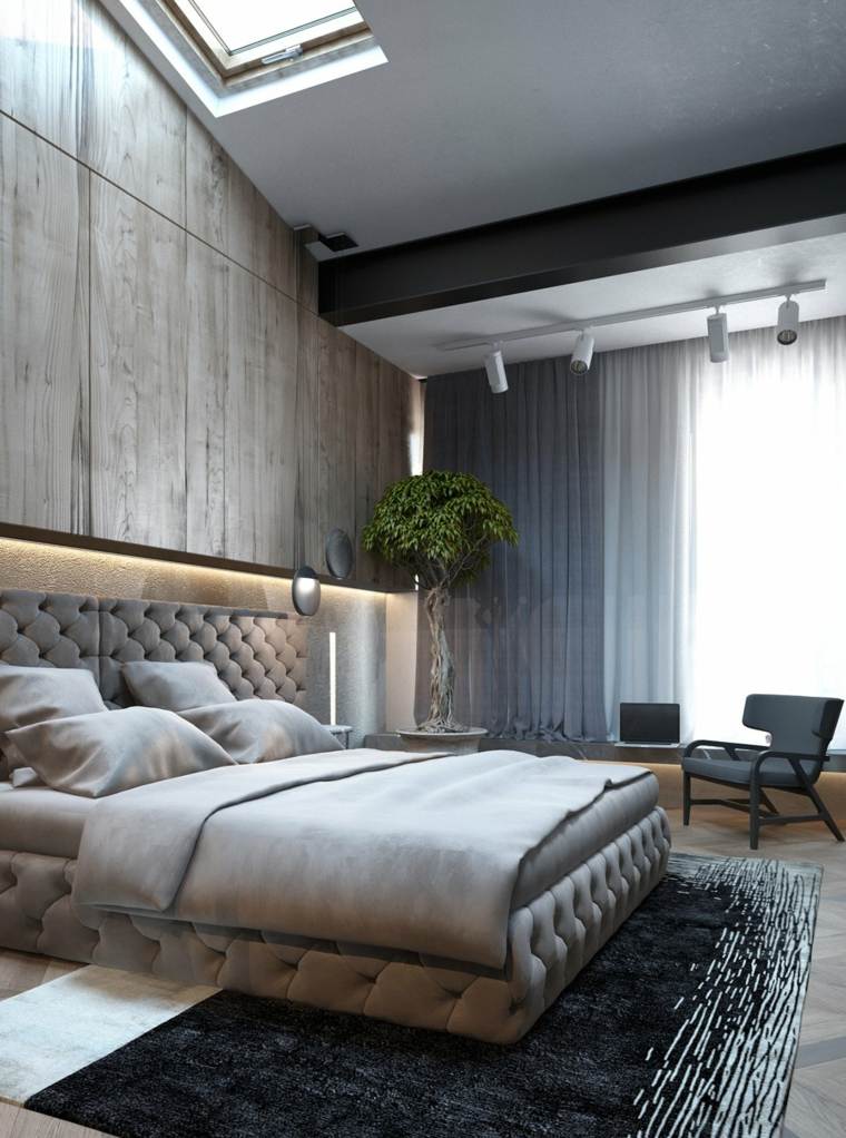 Dekoratív ötlet hálószoba ágy szőnyeg padló karosszék