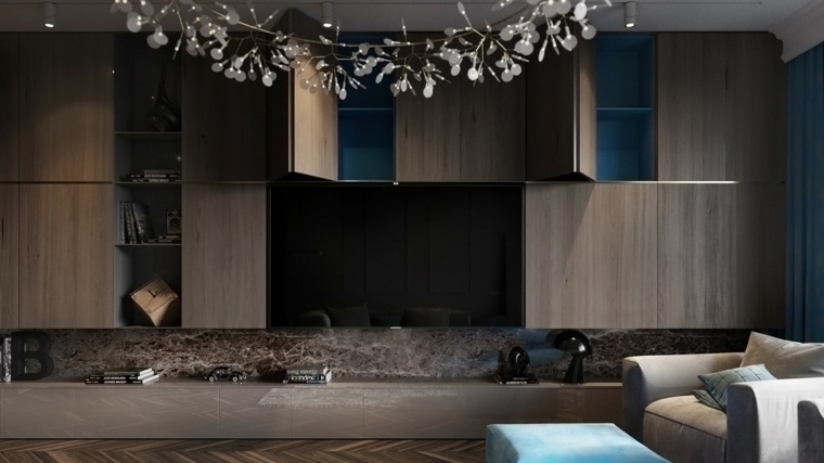 armadio dipinto moderno arredare soggiorno divano in legno