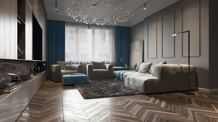 リビングルームのデザイン寄木細工の床の木製ソファ家具カーペットの床