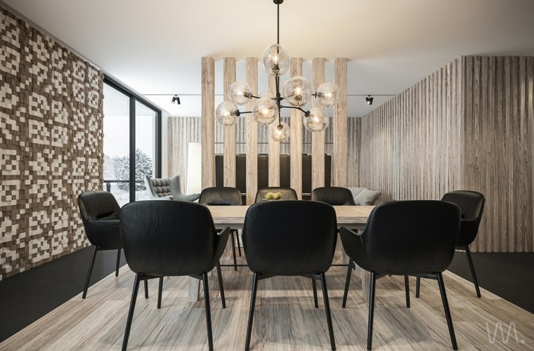 Sedia nera da tavolo in legno di design in legno per rivestimento della parete della sala da pranzo