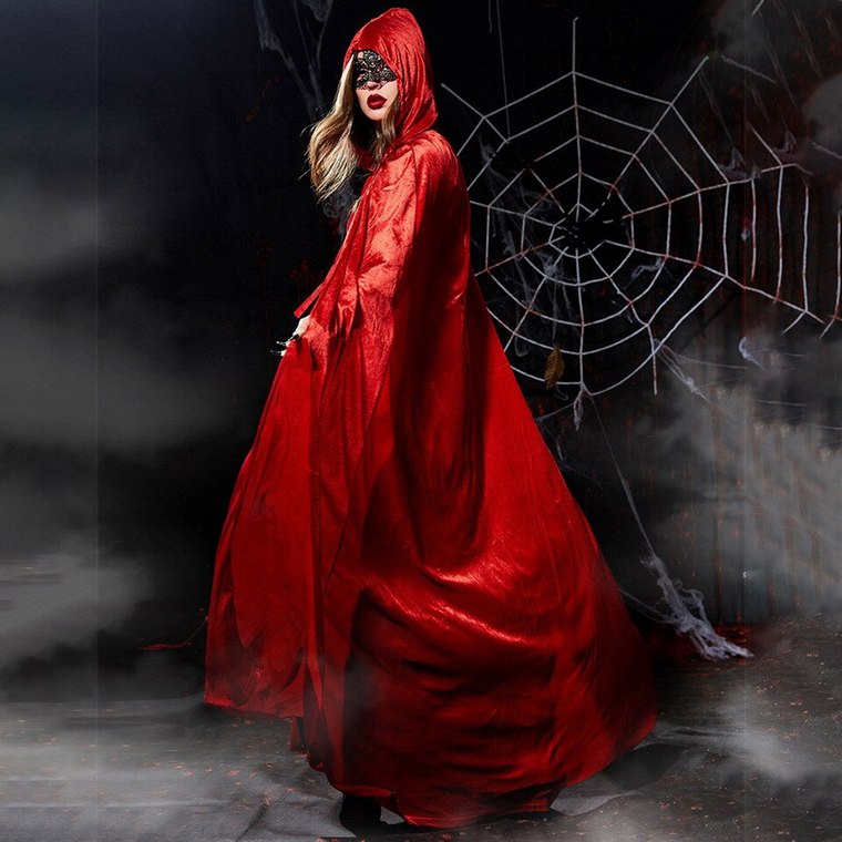 女性ゴシックチュニック中世ドレスマント赤と黒のヴィンテージスタイルのファッションハロウィーン