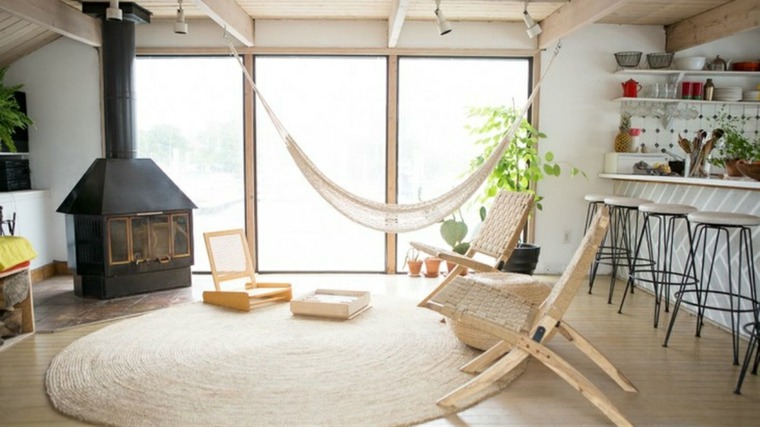 amaca idea moderna sospensione interna rotonda tappetino sedie sgabelli in legno