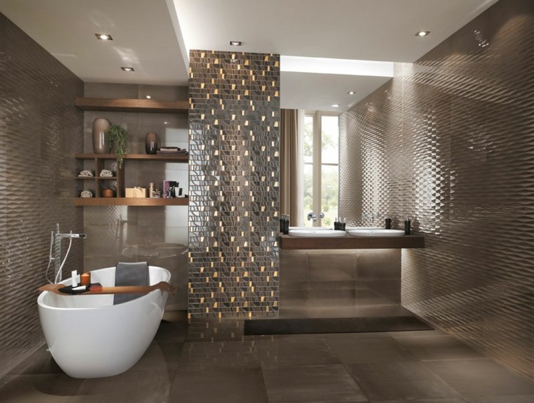 ideje za luksuzne kupaonske pločice tamno sive pločice dizajn kada drvene police kupaonica spremište