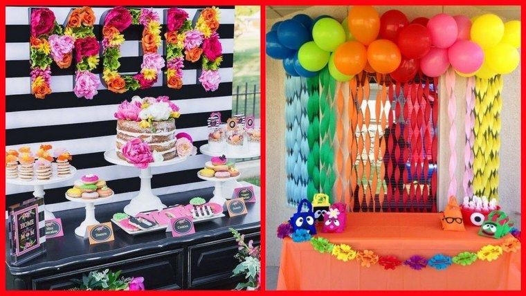 idea di decorazione di compleanno floreale multicolore