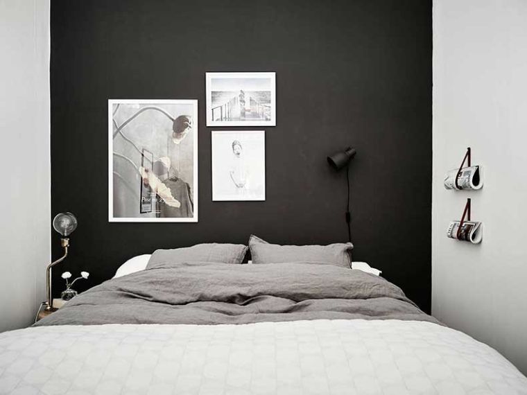 mažų suaugusiųjų miegamojo sienų dekoro idėjos juodų sienų dažų idėjos