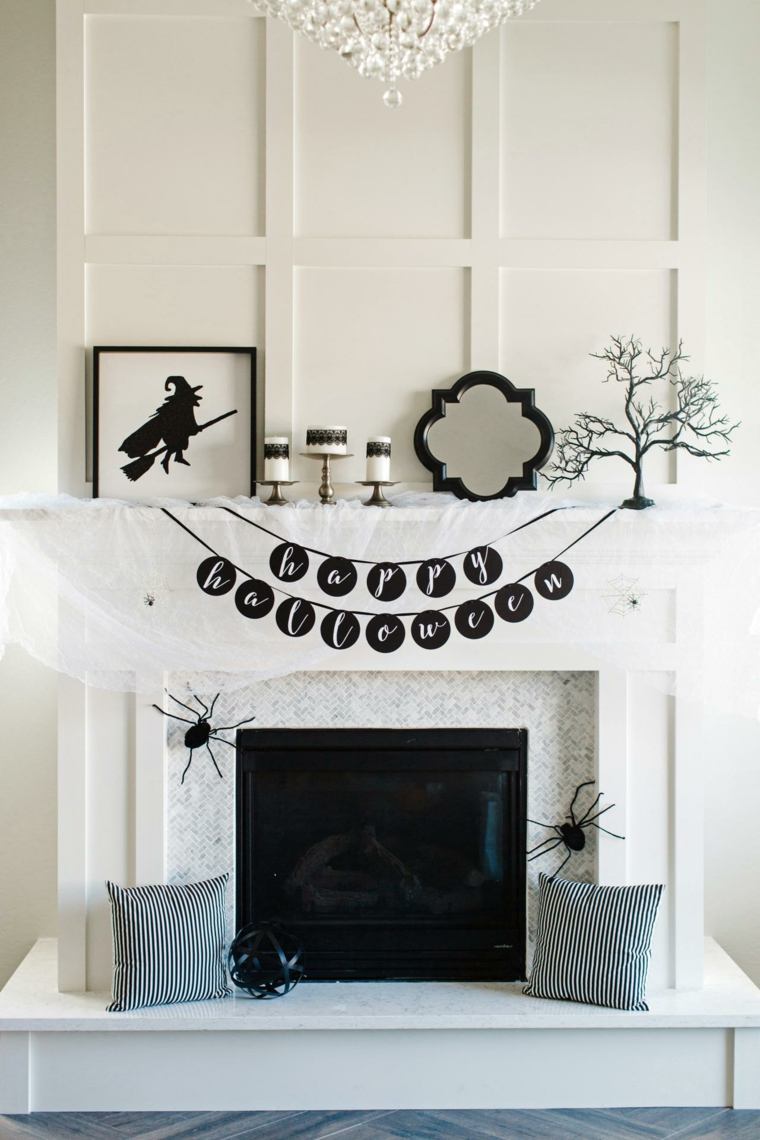 Helovino dekoravimo idėja juoda balta