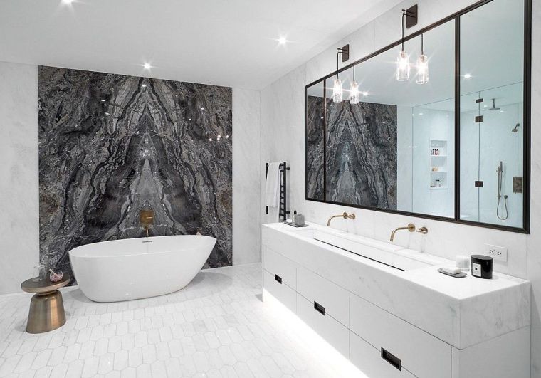 黒大理石-デザイン-バスルーム-壁のクラッディング