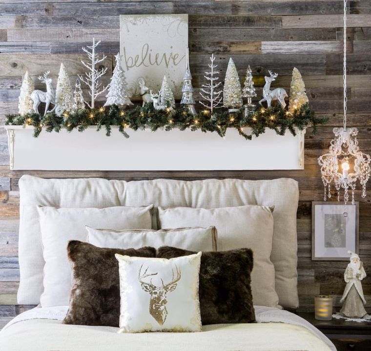 elegante idea di arredamento natalizio da parete-soggiorno-magia-natale