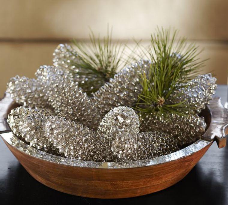 elegantna ideja za božićni dekor glamurozan dizajn-zdjela-borovica