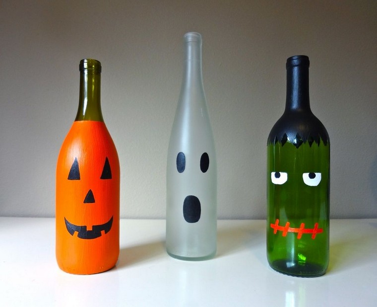idea deco per Halloween fai da te facile decorazione della bottiglia fai da te