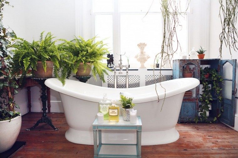 modern fürdőszoba kád ötlet növényi edény diy dohányzóasztal modern belső dekoráció