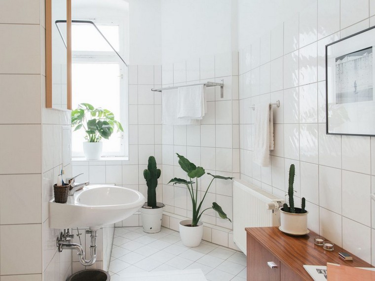 gamta dekoro vonios kambario interjero idėja praustuvas vonios baldų augalai