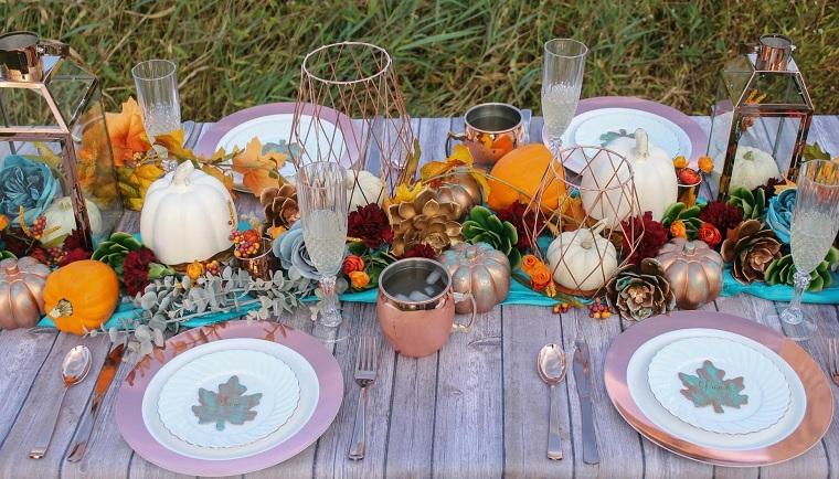 őszi asztal tematikus dekoráció