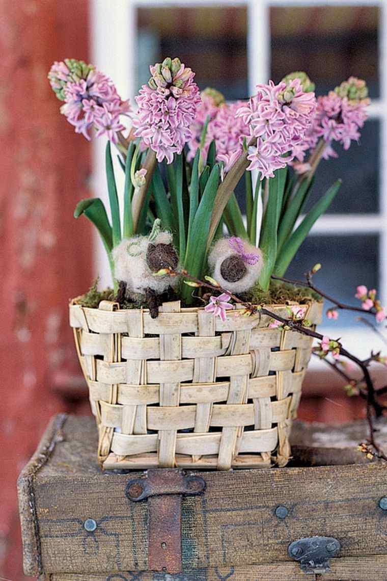 idee per decorare la tavola di pasqua cestini per la tavola dei pasti fiori di giacinto