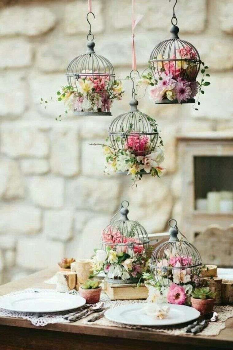 decorazione della tavola di primavera idea bouquet casa degli uccelli accessorio originale