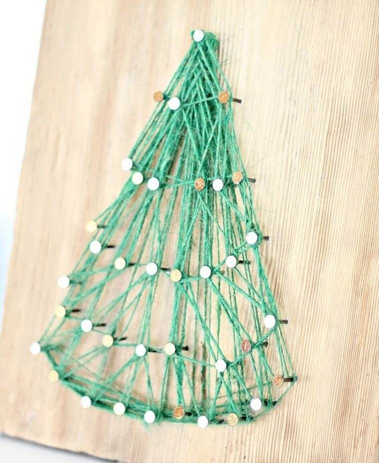 Idea di decorazione natalizia Albero di Natale in lana fai da te in legno decorativo