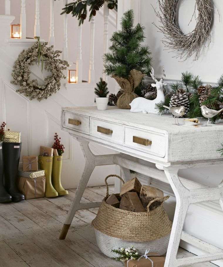 ideja za ukrašavanje božićne konzole-shabby-chic