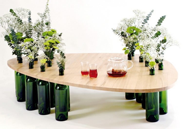 Újrahasznosítási ötlet üveg üveg asztal dekoráció eredeti ötlet