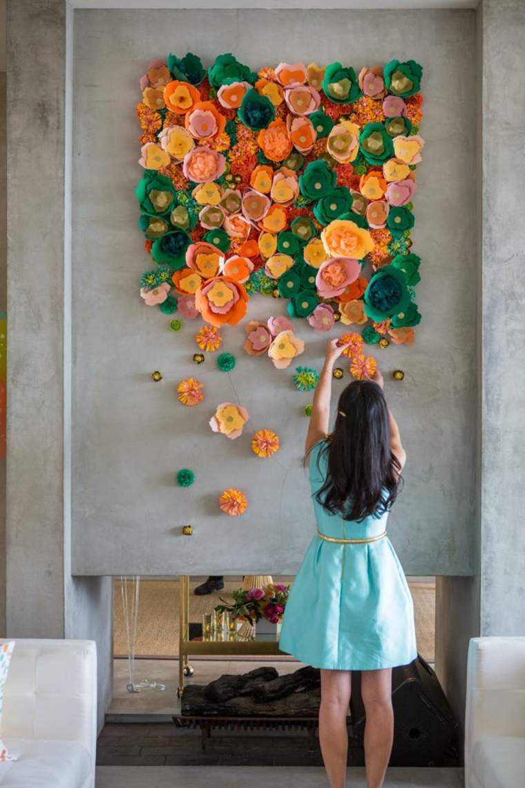 karton fali dekoráció ötlet karton virágok eredeti fal díszítésére