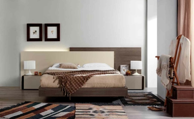 miegamojo dekoravimo idėjos-natūralios spalvos-baltos sienos-spalvingi-kilimėliai-galvūgalio-medžio miegamojo dekoravimo idėjos