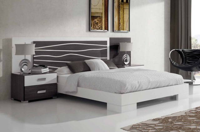 ideje za dekor spavaće sobe-prirodne boje-svijetlo-sivi-zidovi-krevet-krevet-drvo-uzorci-bijela-posteljina-krevet-bijele ideje za uređenje spavaće sobe