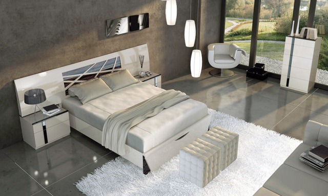 ideje za dekor spavaće sobe-prirodne boje-jednobojno-sivi-tepih-bijeli-laneni-krevet-svijetlo-sivo-elegantne-ovjesi
