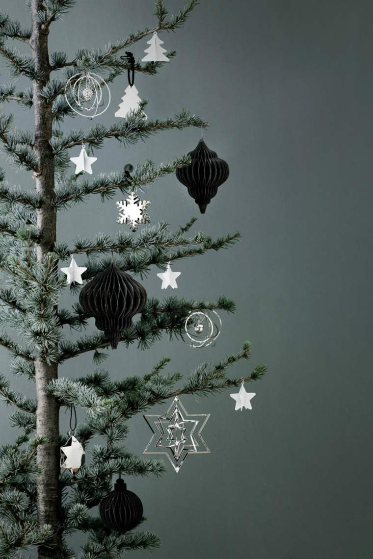 moderna ideja ukrasa božićnog drvca skandinavski dizajn ekološke kugle