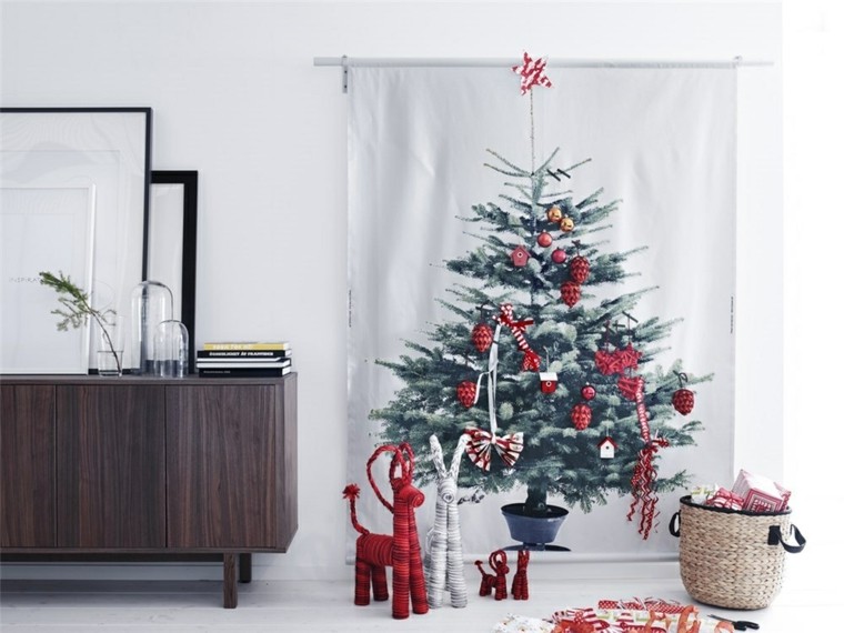 Karácsonyi deco design kis fa modern kiegészítő fehér és piros