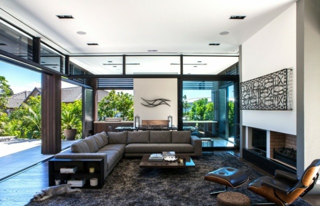 elegáns, modern szürke nappali