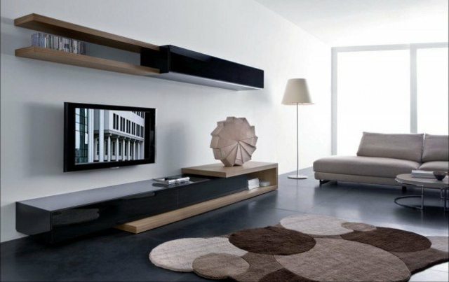 modern, érdekes kialakítású nappali