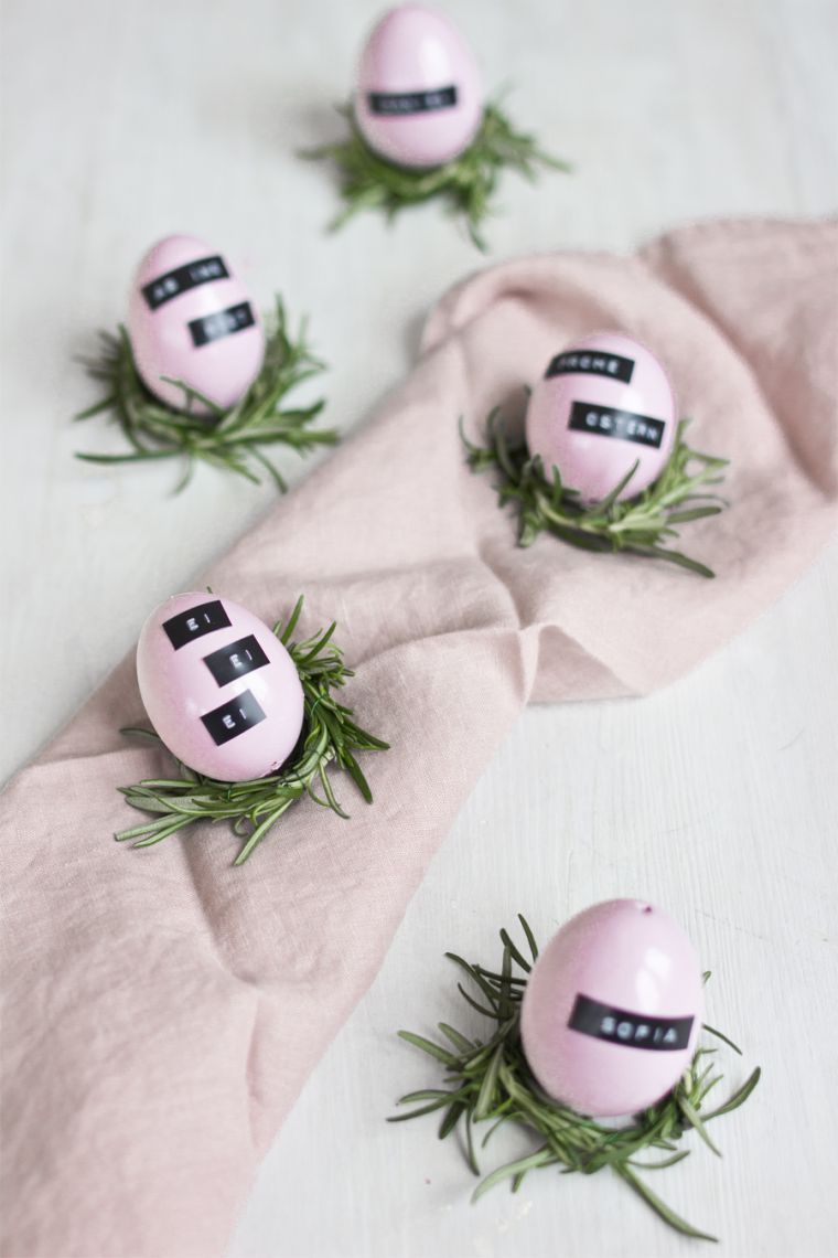 dekoravimo idėja su rožiniais kiaušiniais