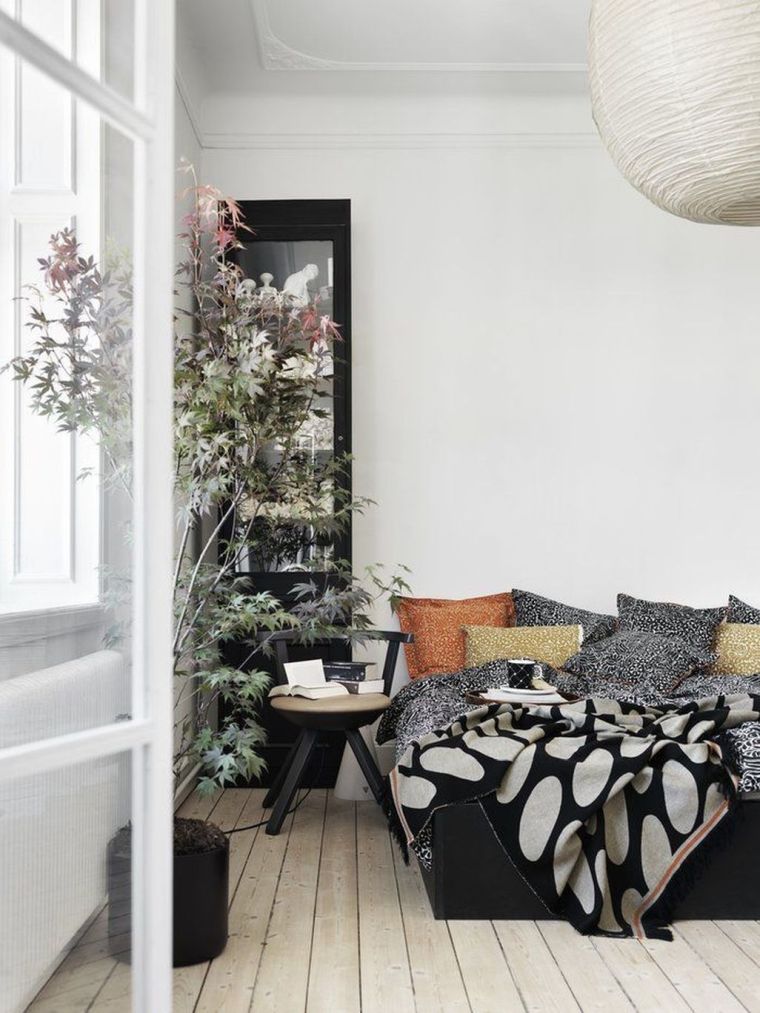 Skandináv tavaszi hálószoba dekoráció