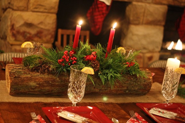 Napravi sam božićni stol ukras drvene svijeće