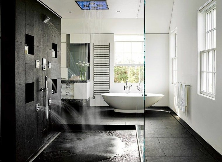 box doccia in vetro decorativo per bagno nero