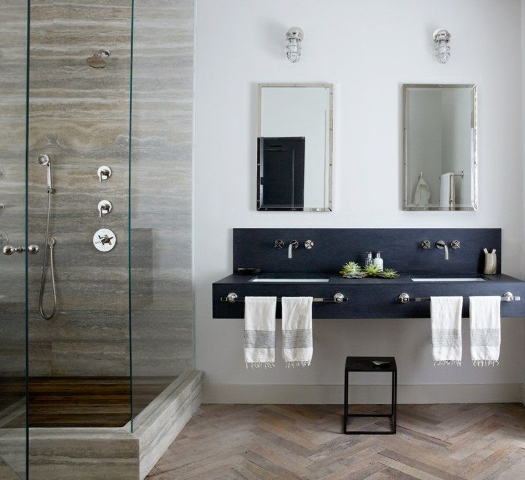 Idee bagno moderno doccia in pietra