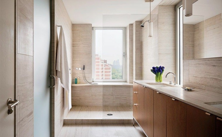 smėlio spalvos vonios idėjos dizaino dušo kabina