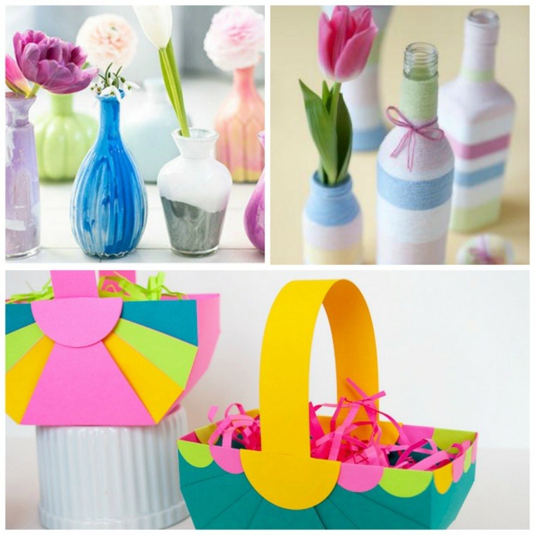 Velykų vaizdai dažytos vazos krepšeliai popierius ryškios spalvos