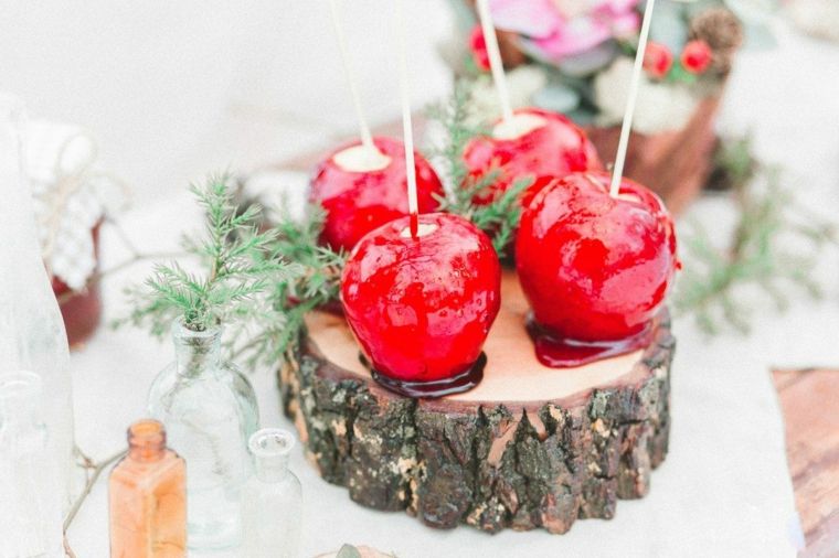 decorazioni per matrimoni invernali modello mela rossa centrotavola