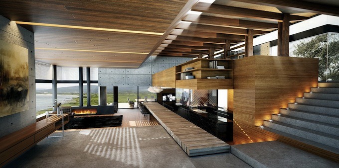 modernus interjeras erdvus dizainas medinis laiptų stalas paprastas