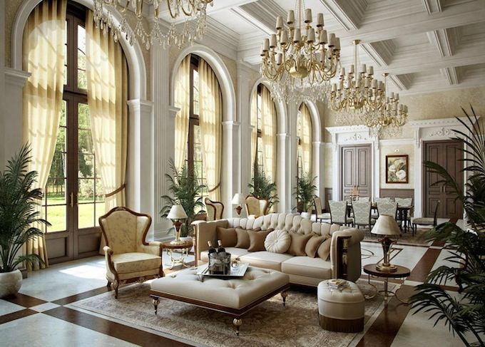 interjeras modernaus prancūziško stiliaus dizaino baldai brangios prabangaus dizaino sofa balta oda