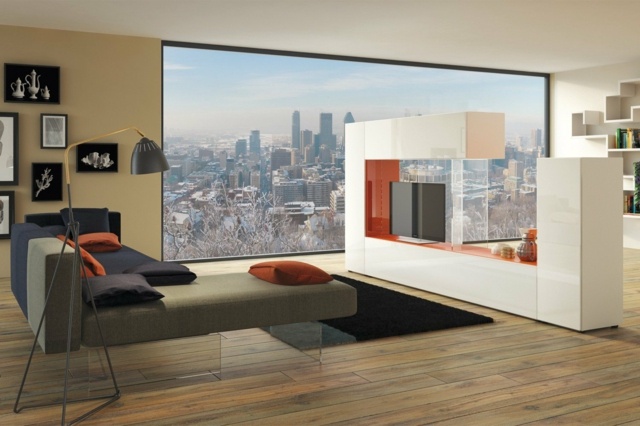 vista panoramica del design della decorazione del soggiorno