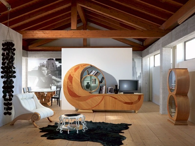 decorazione soggiorno design legno arte