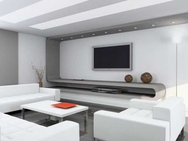 decorazione del soggiorno di design hitech grigio