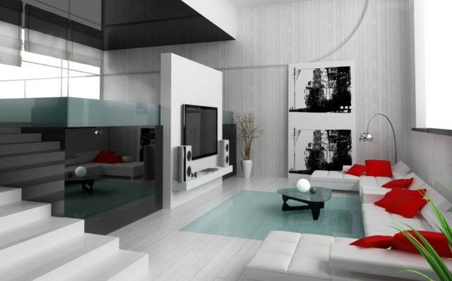 ミニマリストデザインのリビングルームの家具